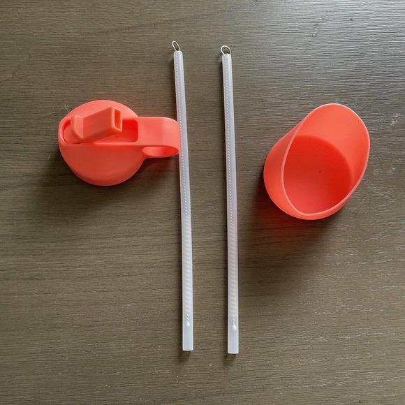 Straw Lid Boot Straws 12-24oz for Wide Mouth Insulated Water Bottle Peach Orange - Picture 3 of 6
